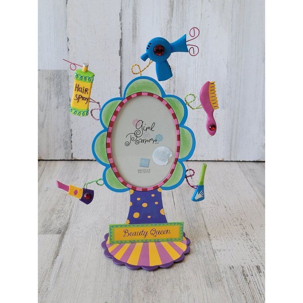 Girl power Beauty Queen photo frame makeup hairspray brush‎ home decor